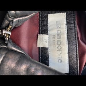 Liz Claiborne Black Genuine Leather Petite Jacket